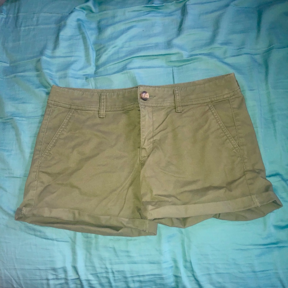 Military green shorts